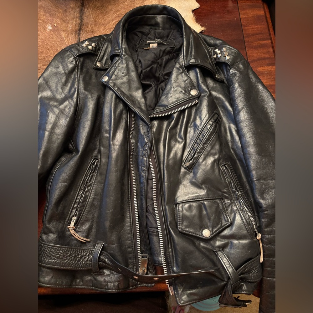 Steer black leather vintage moto jacket